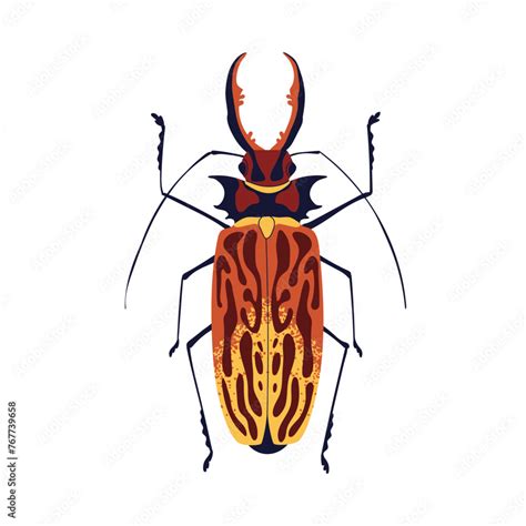 Vecteur Stock Macrodontia cervicornis bug. Big sabertooth longhorn ...