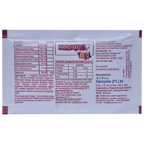 Nano Leo Total Granules 3 Gm Price Uses Side Effects Composition