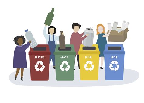 People Sorting Garbage Into Recycle Bins Download Free Vectors