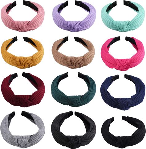 Amazon SIQUK 12 Pieces Knot Headband Turban Headbands Top Knotted