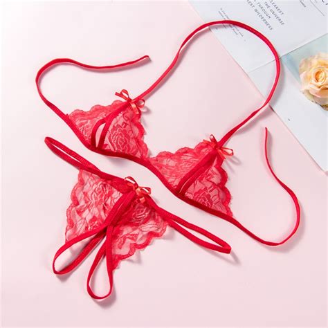 Women S Sexy Lace Transparent Lingerie Set Underwear Nightwear Panty Charm Bikini Open Crotch