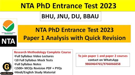 Nta Phd Entrance Test Paper Analysis Day Research Methodology