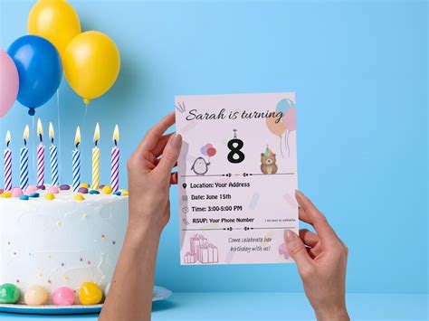 Tamanho De Convite De Aniversario - Modelo de convite de aniversário infantil editável | Tamanho A5 para ...