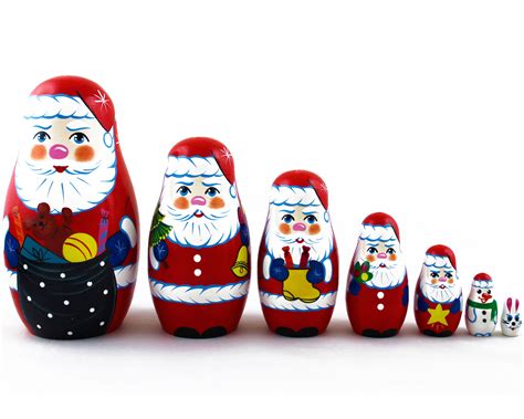 Russian Nesting Dolls Santa Claus Set 7 Pcs Etsy