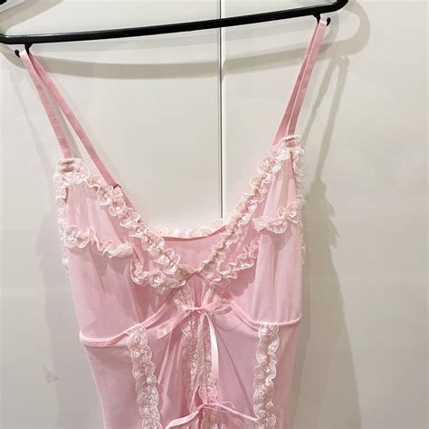 Pink Lingerie Dress With Bow Details Super Cute Size Depop