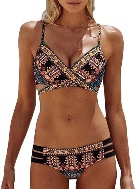 KEERADS Bikini Damen Set Push Up Neckholder Bandeau Bademode Badebekleidung Strand Badeanzug