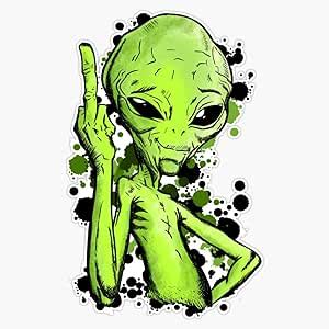 Amazon Alien Middle Finger Fuck Off Illustration Bumper Sticker Vinyl Decal