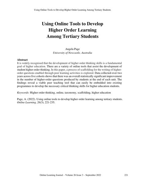 tools  develop higher order learning