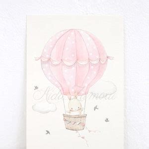 Set Of Four Nursery Art Pink Hot Air Balloons Nursery Wall Art Girl Nursery Prints Hot Air