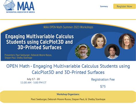 CalcPlot3D Workshops | Visualizing Mathematics in 2D & 3D
