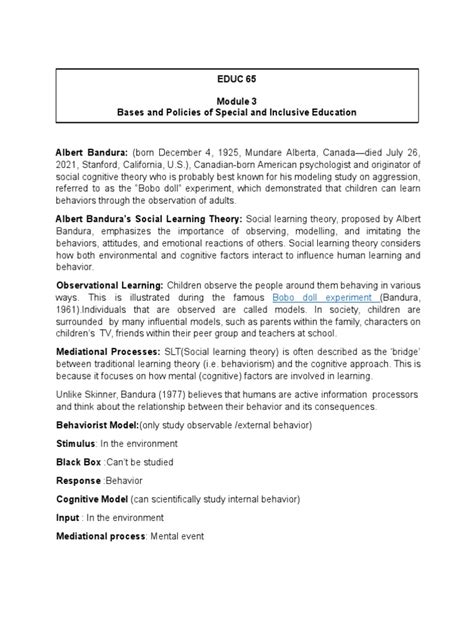 Bases and Policies of Special and Inclusive Education | PDF ...