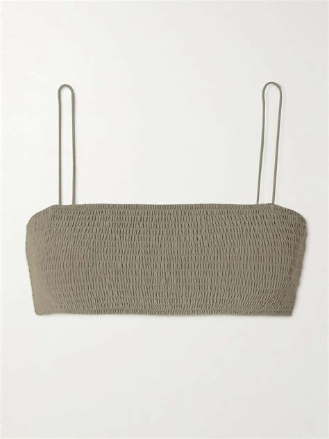 Toteme Shirred Recycled Bikini Top Net A Porter