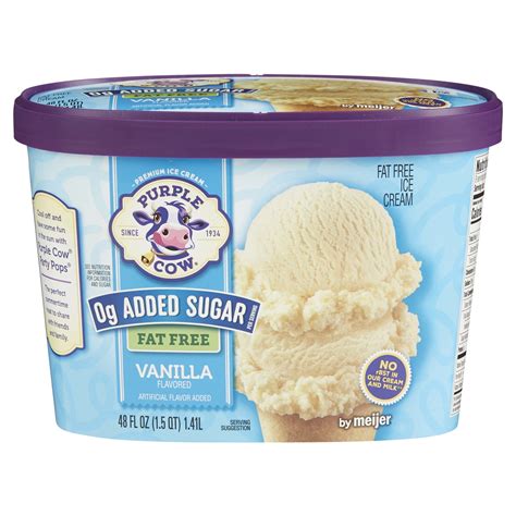 Purple Cow No Sugar Added Fat Free Vanilla Ice Cream 1 5 Qt Ice Cream