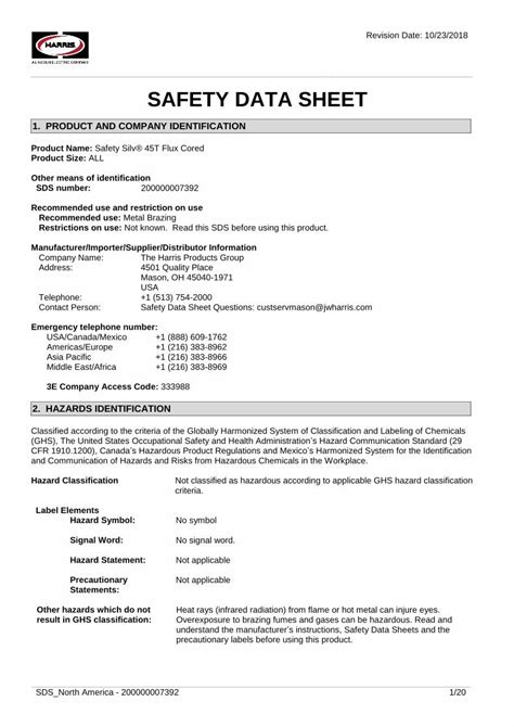 PDF SAFETY DATA SHEET Occupational Exposure Limits US Chemical