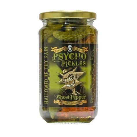 PSYCHO PICKLES Ghost Pepper Gherkins Dr Burnöriums Hot Sauce Emporium