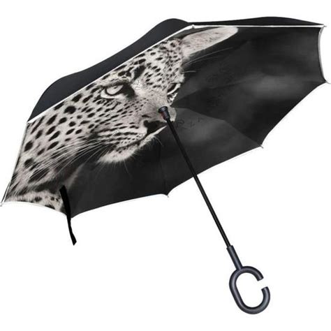 Inversé parapluies Motif léopard Double Couche Pliant Parapluie Coupe