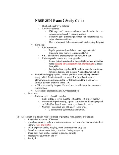 Exam Study Guide Part Nrse Exam Study Guide Fluid And