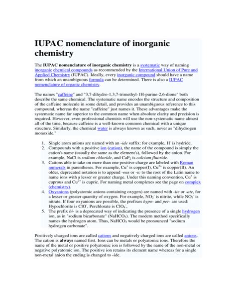 IUPAC nomenclature of inorganic chemistry