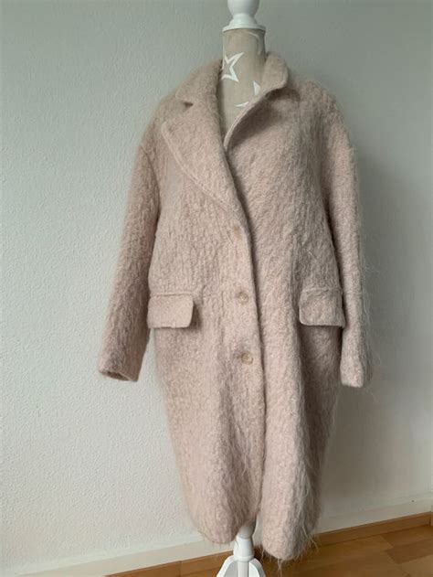 H M Trend Wollmantel Gr 38 beige rosé mit Alpaka Mohair Kaufen auf