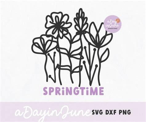 Springtime Wildflowers Svg Png And Dxf Included Spring Svg Etsy