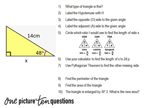 Trig And Pythagoras 1 Picture 10 Questions Teaching Resources