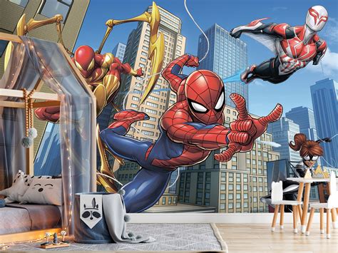 Muurstickers Huis Spiderman Super Hero Cartoon Feature Wall Paper Art