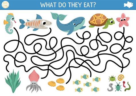 Under The Sea Maze For Kids With Turtle Whale Shark Seahorse
