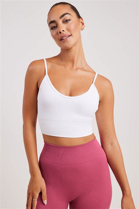 Stylerunner Ribbed Seamless Longline Bralette Pearl White Stylerunner