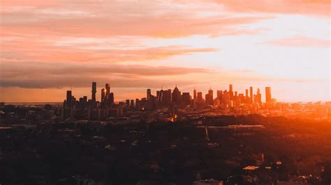 wallpaper city skyscraper architecture sunset evening hd picture