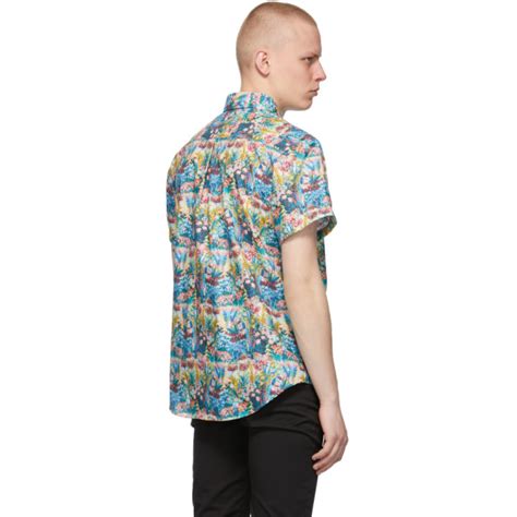 Naked And Famous Denim Multicolor Flower Easy Short Sleeve Shirt Naked And Famous Denim