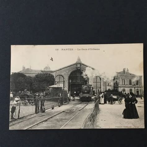 CPA NANTES La Gare d Orléans 1913 Train Calèche Carte Postale EUR 6