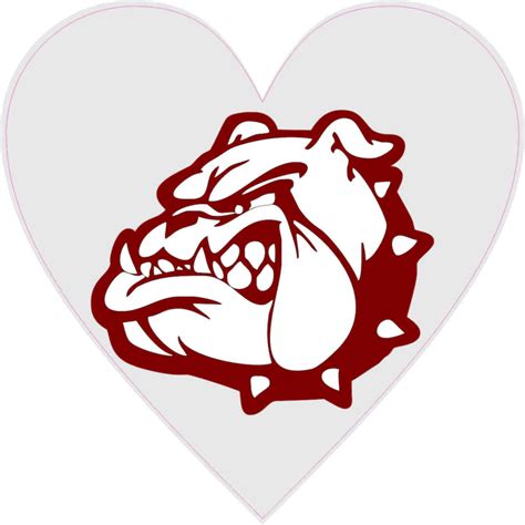 4in x 4in Red Bulldog Mascot Heart Sticker Vinyl School Bumper Stickers ...