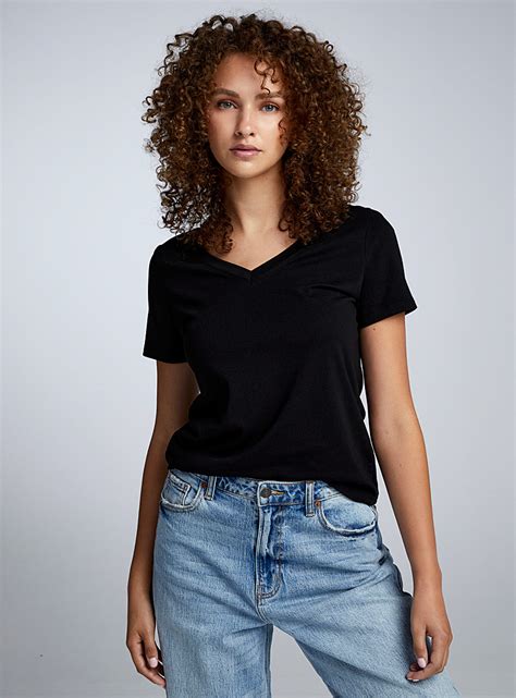 Lightweight Jersey V Neck Tee Slim Fit Twik Women U2019s Basic T