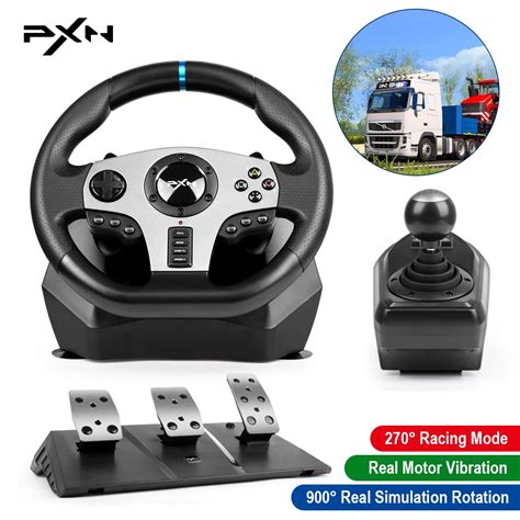 Jogo volante pedal PXN V9 pro gamepad corrida vibração de transmissão