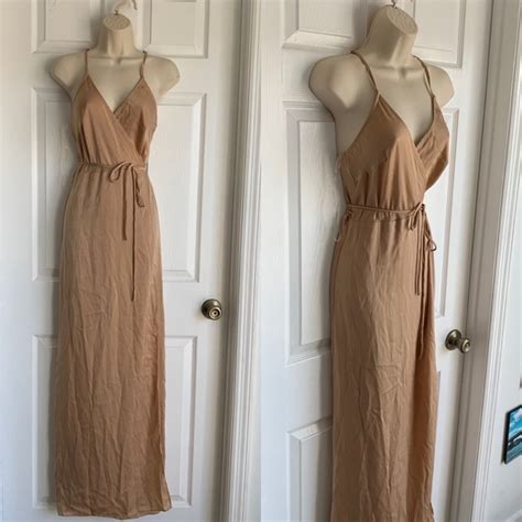 Naked Wardrobe Dresses Naked Wadrobe Beige Nude Wrap Gown W Slit Poshmark