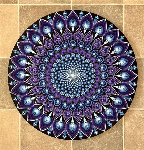 blue  purple cm dot mandala painting original dot art painting dot