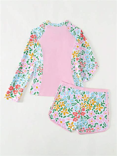 Teen Girl Floral Print Zipper Front Bikini Set Summer Beach For Sale Australia New Collection