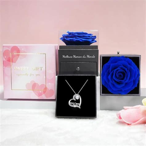 Cadeau Fete Des Meres Original Rose Eternelle Avec Bijoux Avec Argent