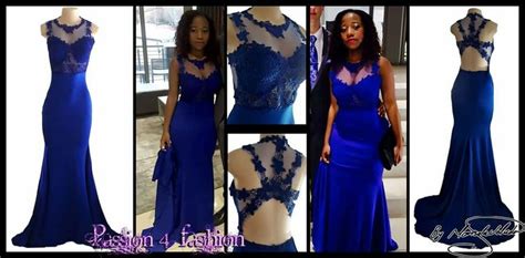 Royal Blue Illusion Bodice Soft Mermaid Matric Farewell Dress With Back Lace Design