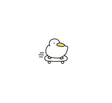 A Drawing Of A Duck On A Skateboard