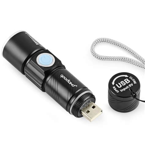 USB Portable LED Flashlight Rechargeable Mini LED Torch Light Q5 3 Modes Adjustable USB Flash ...