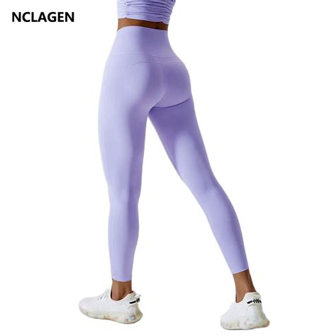 Nclagen High Waist Yoga Pants Women Hip Lifting Quick Drying Fitness Leggings Crossover Naked