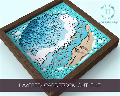 3d Beach Svg Seashore Beach Shadow Box Svg Hellocraftersvg