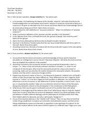 PHIL 281 - Final Exam Questions - Fall 2023 1 .pdf - Final Exam Ques ...