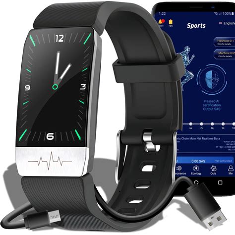 Zegarek Smartwatch Smartband Ci Nieniomierz Puls Opaska Indukcja Czarny