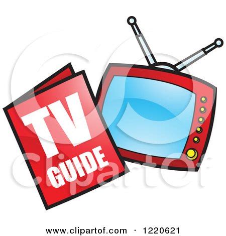 Clipart of a Tv Guide Magazine and Television - Royalty Free Vector Illustration by cidepix #1220621