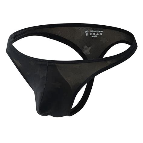Mens Ice Silk Briefs G String Thongs Sexy Sheer Underwear T Back Bikini Panites EBay