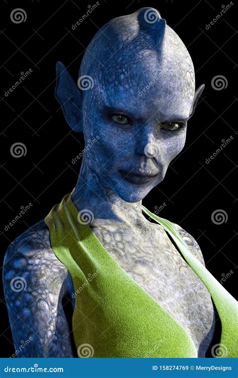 Portrait Render Of A Beautiful Alien Cyberpunk Woman Stock Image