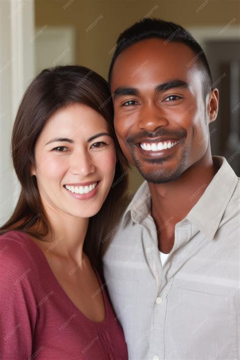Premium Photo Happy Smile And Portrait Of Interracial Couple For