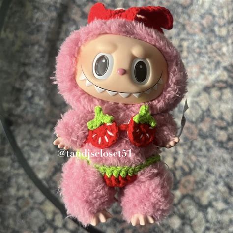 Labubu Strawberry Bikini Set Pieces Headband Top Depop